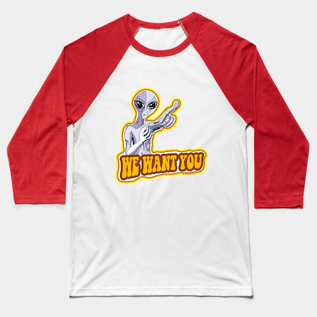 Alien Recruiter Retro Baseball T-Shirt by theartofron